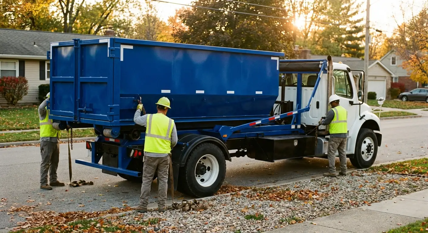 Roll-off dumpster delivery truck in South Bend, IN